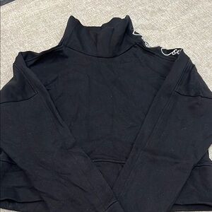 Black crop top Turtleneck Sweatshirt